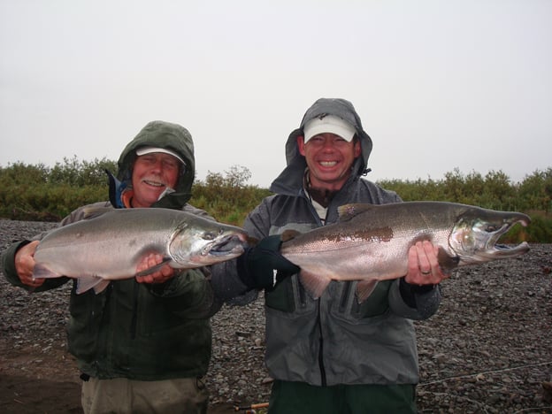 A double hook up with two nice fresh Coho Salmon from Alaska