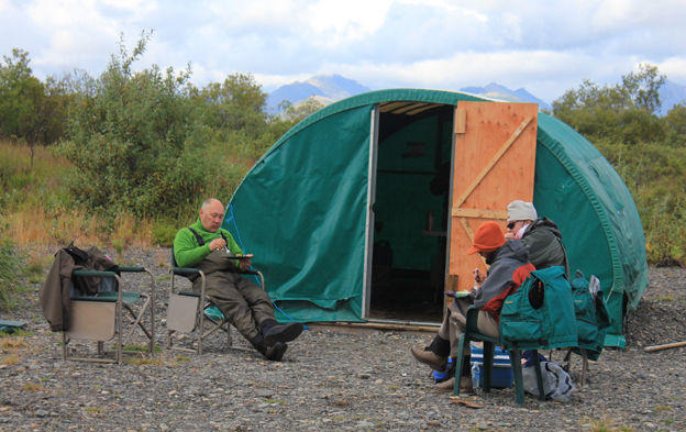 A perfect shore lunch and real from all the Salmon Fishing