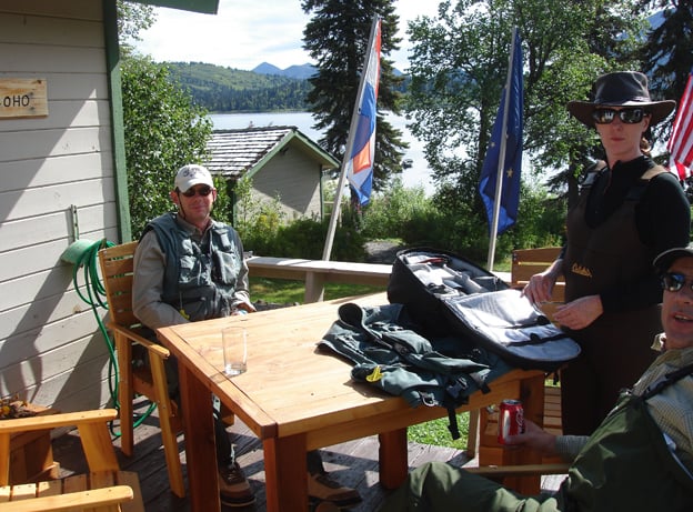 Relaxing at the lodge after a long day Salmon fly fishing