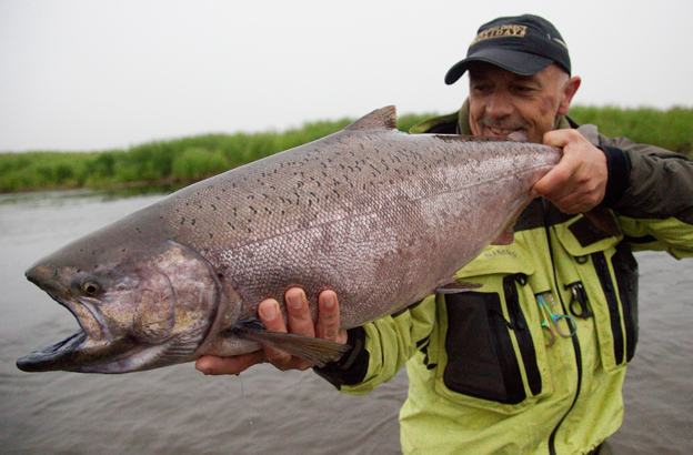 peter collingsworth fl fishing for salmon in Alaska a big king salmon