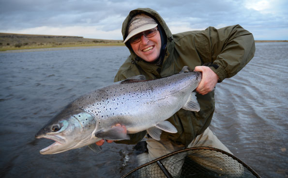 tony quine with a cracking sea trout on sportquest holidays hosted sea trout trip