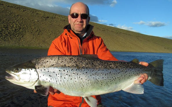 kevin with a 20LB plus sea trout in argentina