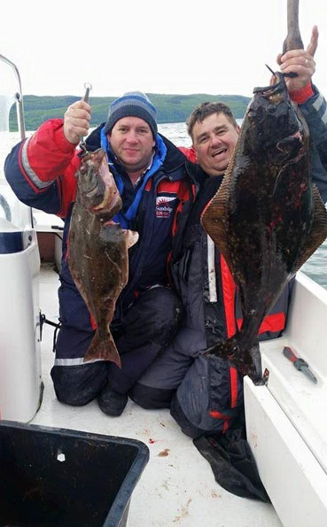 Double hook up of Halibut for our Fishing Report Norway from Sandbakken