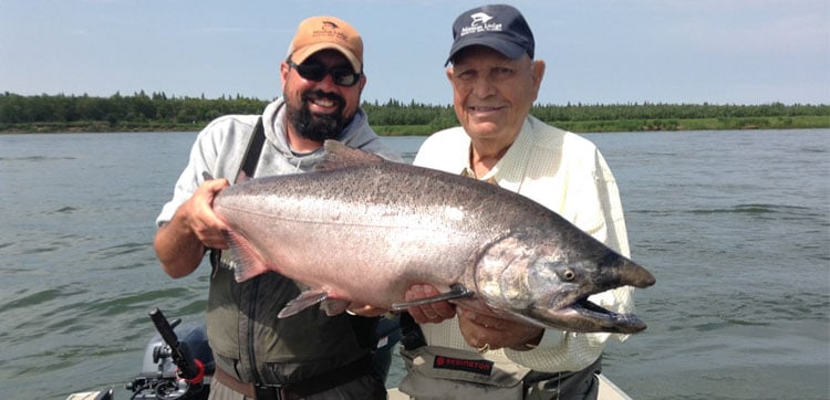 amazing king salmon fishing in alaska, look at this huge king / chinook salmon