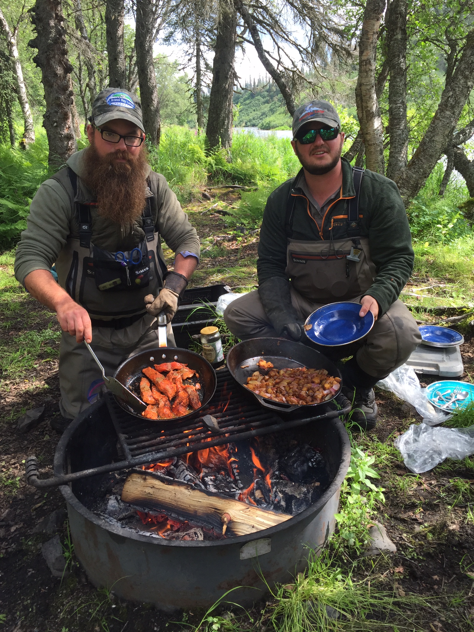 Guides cooking lunch in Alaska