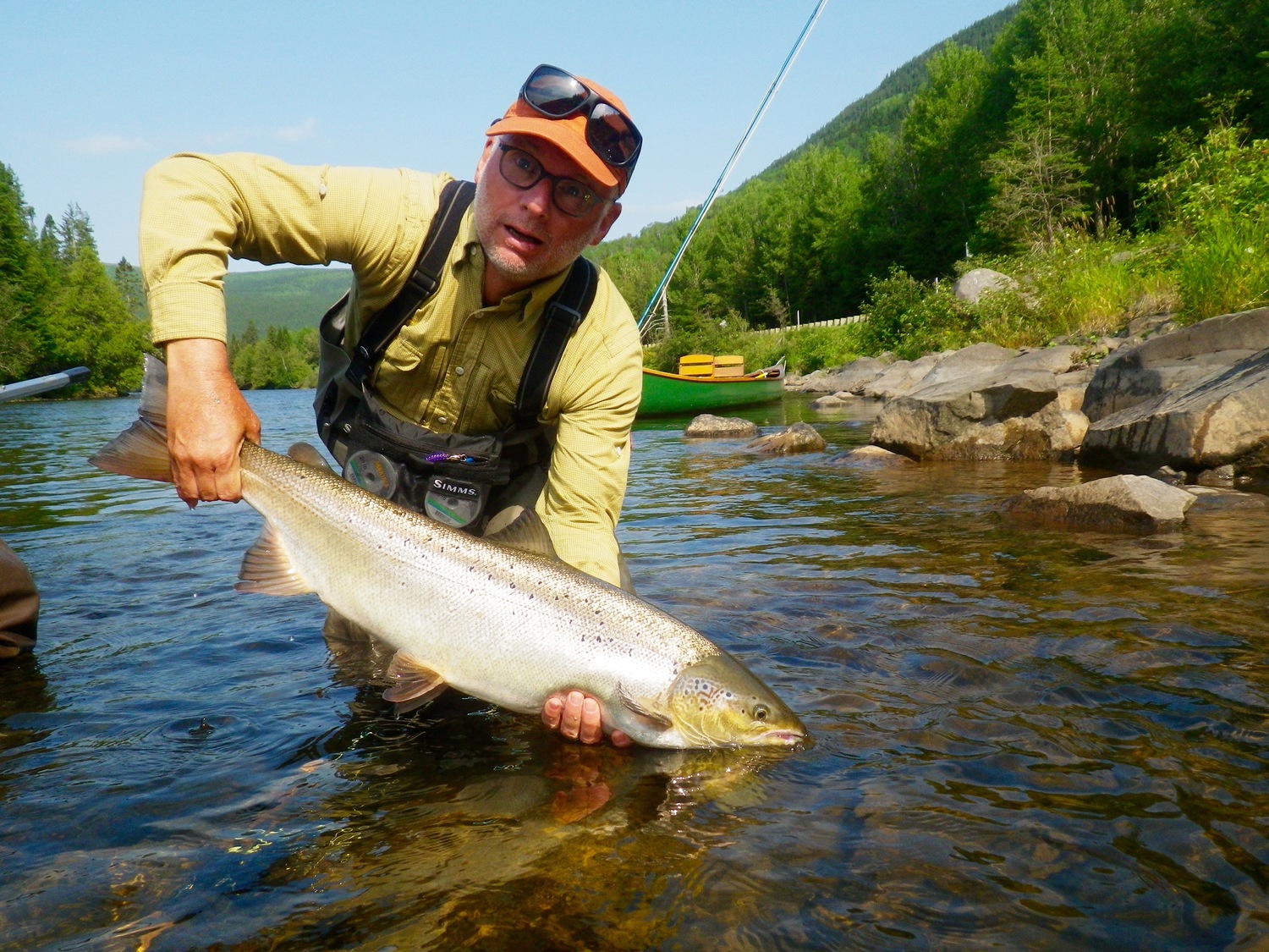 Maurice lands his first Grand Cascapedia salmon of the week, nice one Maurice! 