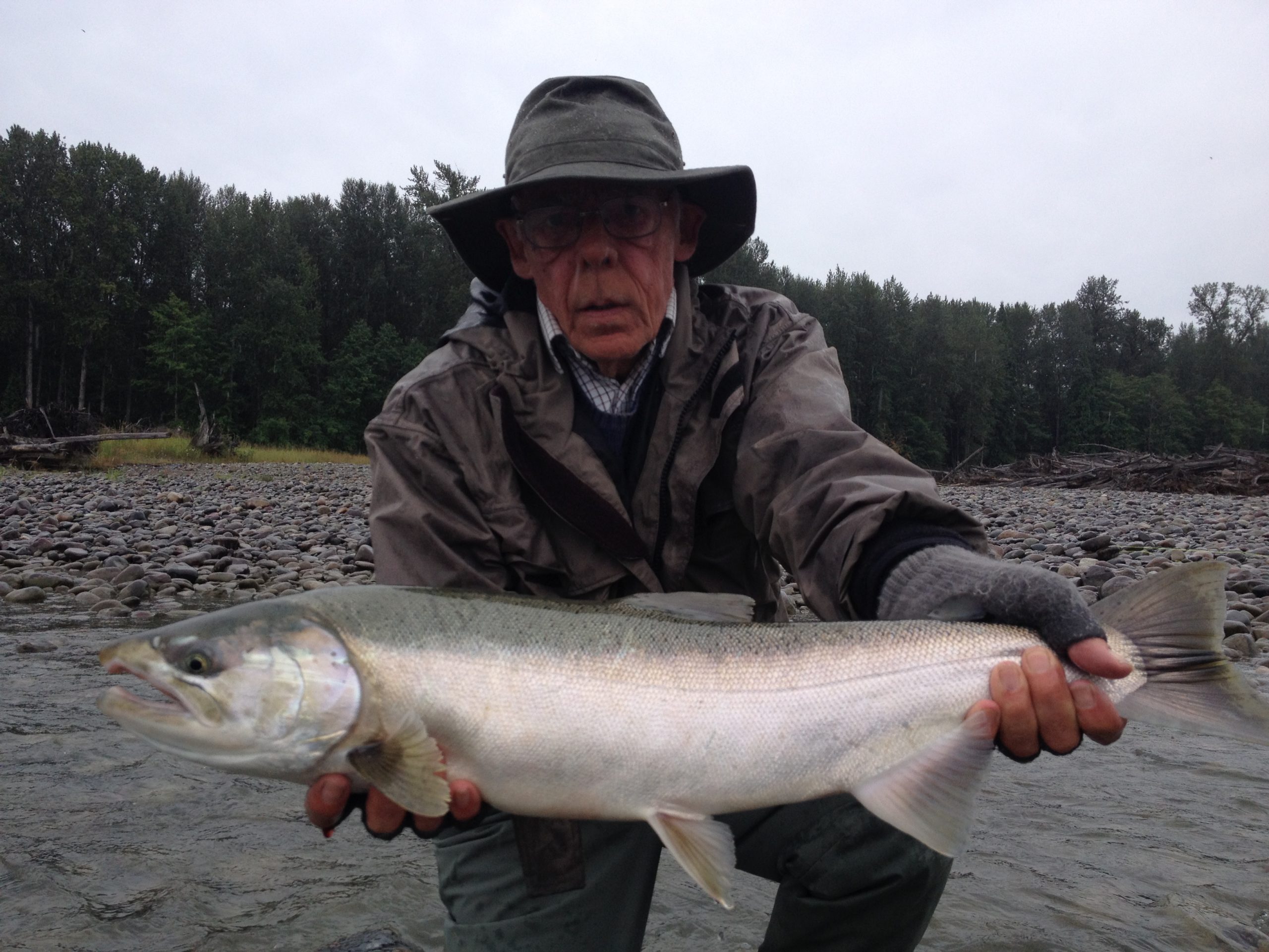 Hosted Kalum River Lodge Report and our customer Tim with another Steelhead from the Skeena River Congratulations Tim.