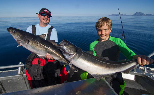 Children holding Coalfish on our Fishing Report Norway