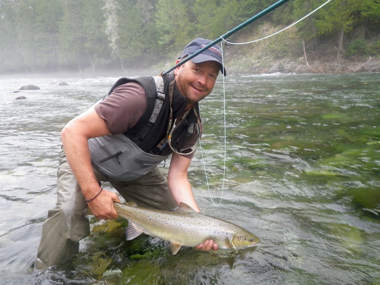 Gregory Cope with a nice one from the upper stretches of the Bonaventure, nice fish Gregory! Camp Bonaventure Fishing Report
