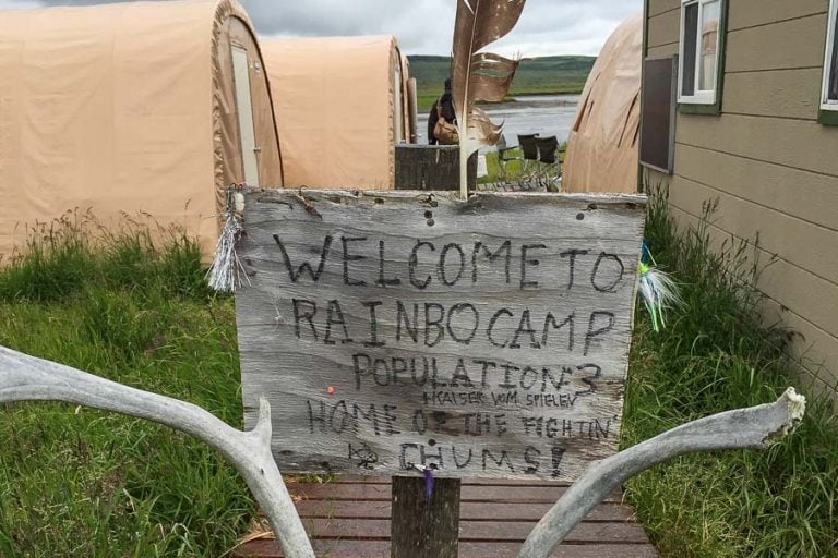 The sign for the rainbo camp