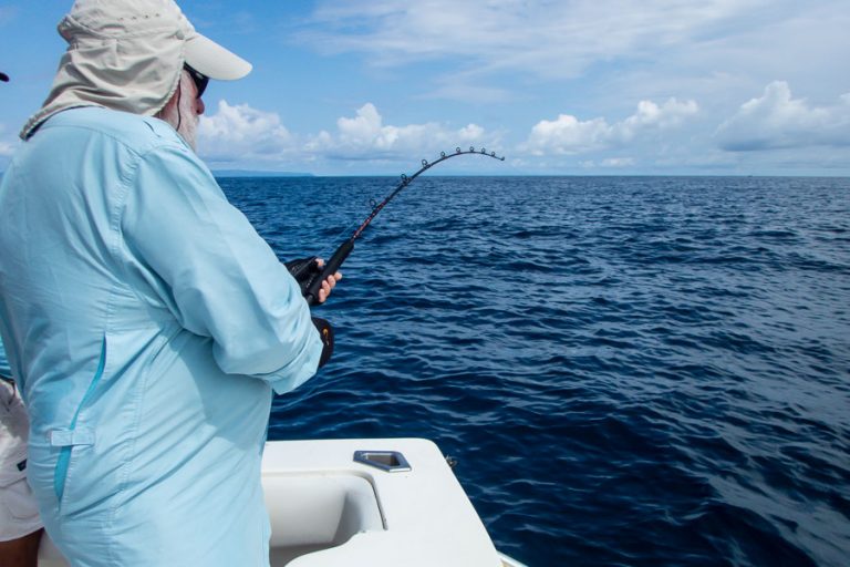 Angler playing his biggest fish ever