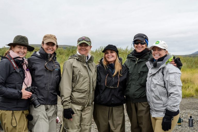 Team picture of happy customers at the goodnews river lodge alaska