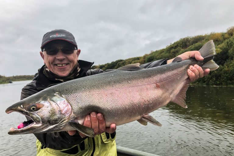 Peter collingsworth with a nice Coho salmon from goodnews river alaska