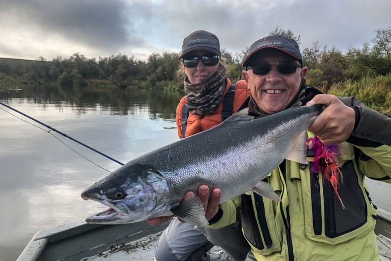 peter & Tracey fishing for silvers on the goodnews river