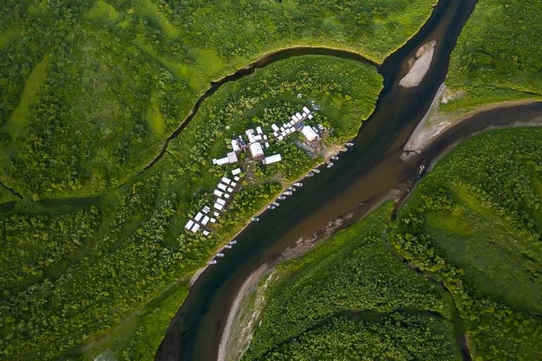 Ariel shot about the camp showing how close you are to the river