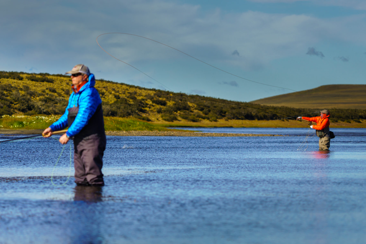 Two anglers wading