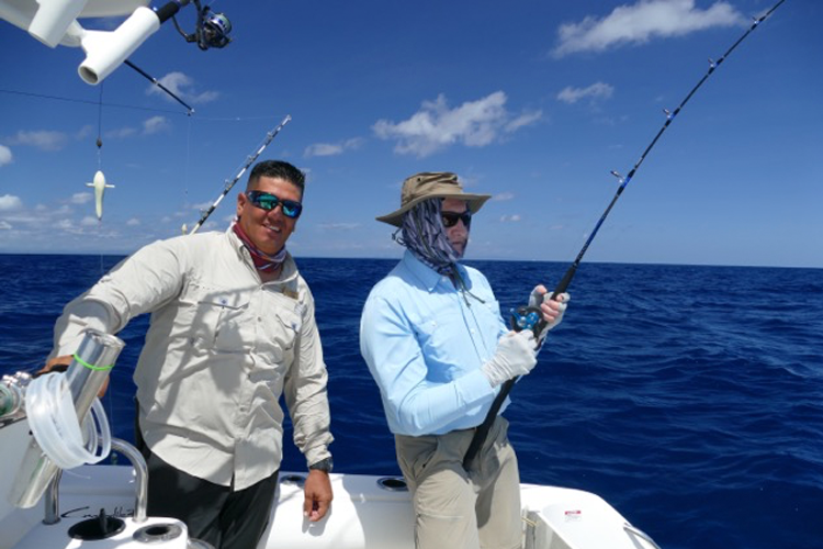 A customer hooked into a sailfish