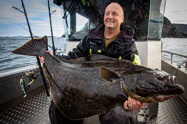 blue skies and huge halibut