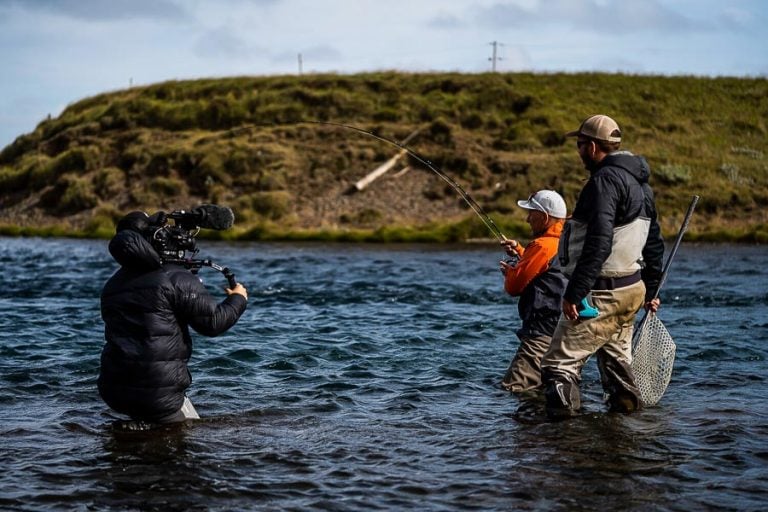 another west ranga lodge salmon comes to the net