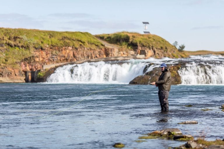 customer fishing the home pool at west ranga lodge