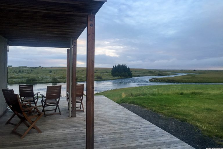 View of the terrace overlooking the home pool on the west ranga river.