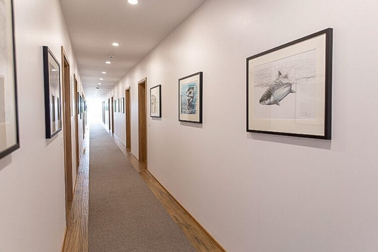 hallway to rooms at west ranga lodge